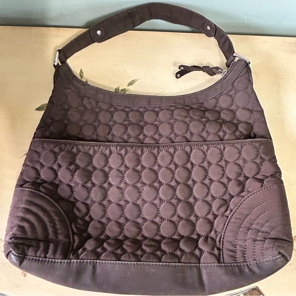 Vera Bradley Brown Quilted Floral Lined Hobo Purse Bag - Picture 4 of 13